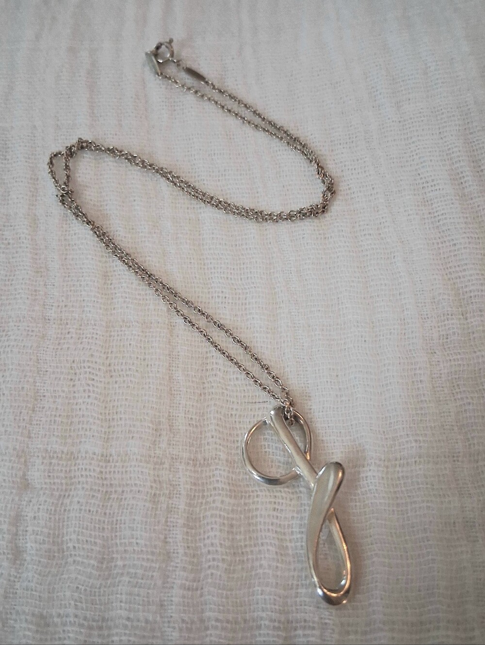 Tiffany & Co Delicate Sterling Silver Initial Pendant Necklace for Women Vtg